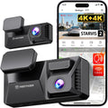 F77 4K+4K Dual Dash Cam for Cars, 2CH STARVIS 2 IMX678, 128GB Emmc | Voice Control, 5.8Ghz Wifi APP, 4'' Touch Screen, Precise GPS, WDR Night Vision, 4K HDR Recording Dashcam, 24H Parking Mode